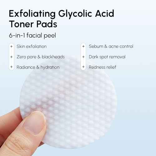 MAREE Glycolic Acid Pads - Toner Pads for Face Cleansing - Exfoliating Pad with Tea Tree Oil, Salicylic Acid & Vitamins E, B3, B5 - Acne Clearing, Skin Pore Resurfacing & Radiance Device - 50 Count
