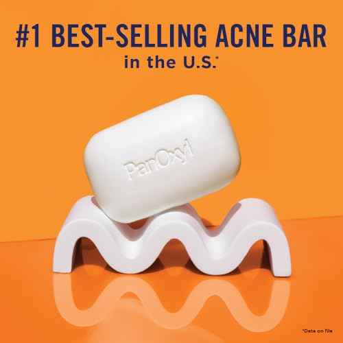 PanOxyl Acne Treatment Bar with 10% Benzoyl Peroxide, Maximum Strength Acne Bar for Face, Chest, and Back, Soap-Free Body Wash, Treats Acne Pimples, Whiteheads, Blackheads, pH Balanced, Vegan, 4 oz
