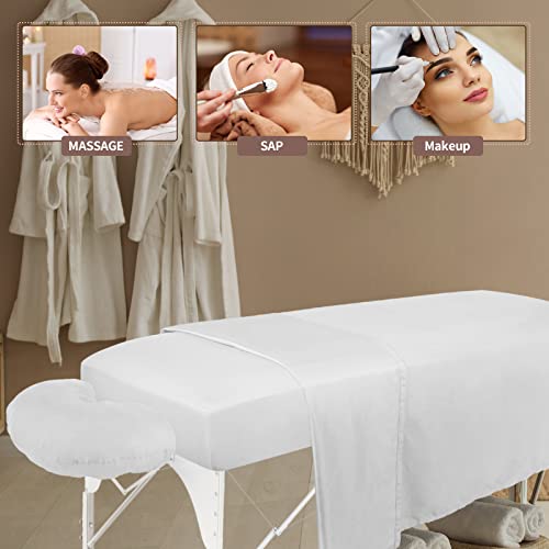 Oudain 6 Set Microfiber Massage Table Sheets Each Set Includes Massage Table Covers, Fitted Sheets, Face Cradle Covers (White)