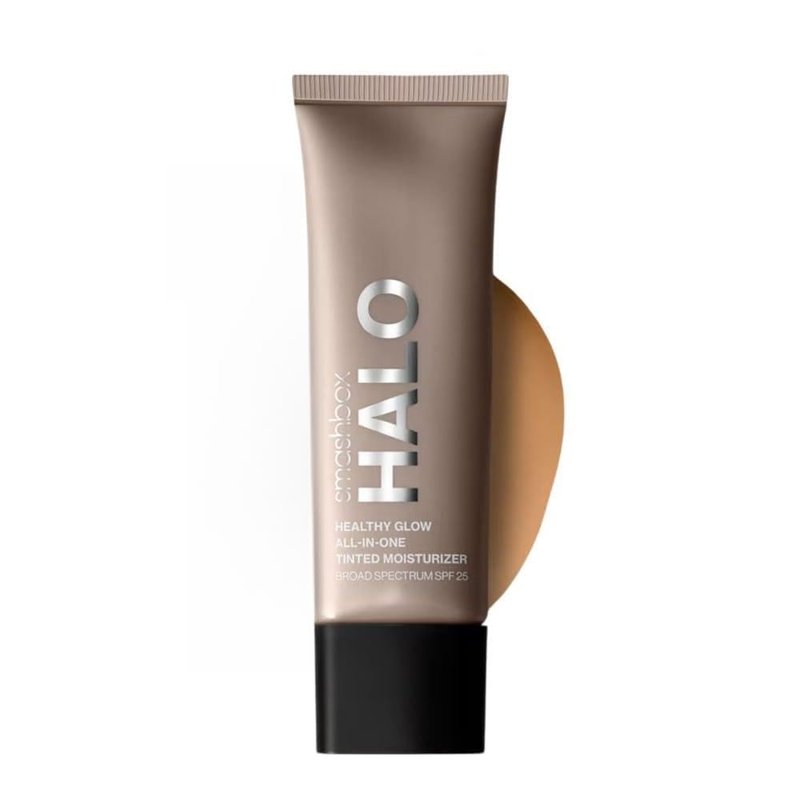 Smashbox Halo Healthy Glow Tinted Moisturizer with SPF 25 | 24-Hour Hydrating Skin Tint with Buildable Coverage and Dewy Finish | Hyaluronic Acid & Niacinamide for Face, Medium Tan, 1.4 Fl Oz