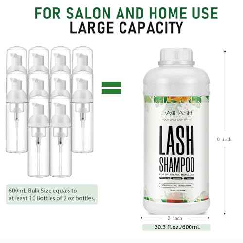 Lash Shampoo Bulk, Eyelash Cleanser for Extensions 600ml - Eyelid Foaming Cleanser for Professional Salon and Home Use