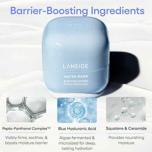 LANEIGE Water Bank Blue Hyaluronic Cream Moisturizer: Hydrating Korean Face Cream with Squalane & Ceramide for Skin Barrier Support, Dermatologist-Tested