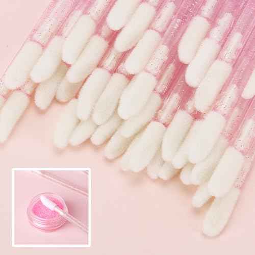 Tbestmax 200 Lip Applicators Disposable Lip Brushes Crystal Lipstick Lip Gloss Wands, Pink