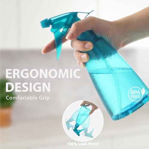 Bealee Spray Bottles 3-Pack, 16 Oz, Mist & Stream, Plastic Water Spray Bottle for Hair, Essential Oils, Plants, Cleaning Solutions, BBQ, Cat Dog Correction Behavior - Leak Proof - Empty Spray Bottles
