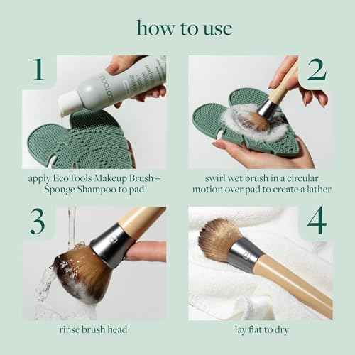 EcoTools Makeup Brush Cleanser + Silicone Cleansing Pad Bundle, Deep Cleaning Shampoo for Makeup Sponges & Brushes, Brush Cleaner Pad, Vegan & Cruelty-Free, Gentle Formula