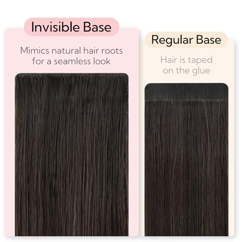 HOTBANANA Invisi Edge Tape in Hair Extensions Human Hair, 20inch 50g 20pcs Balayage Dark Brown Mixed Chestnut Brown Invisible Tape in Extensions Straight Seamless Real Remy Hair Injected