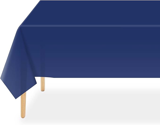 QIKSION Navy Blue Plastic Table Cloth Disposable 6 Pack, 54 x 108 Inch Tablecloths for Party, Graduation, Patriotic, Veterans Day Decorations, Dark Blue Rectangle Table Cover