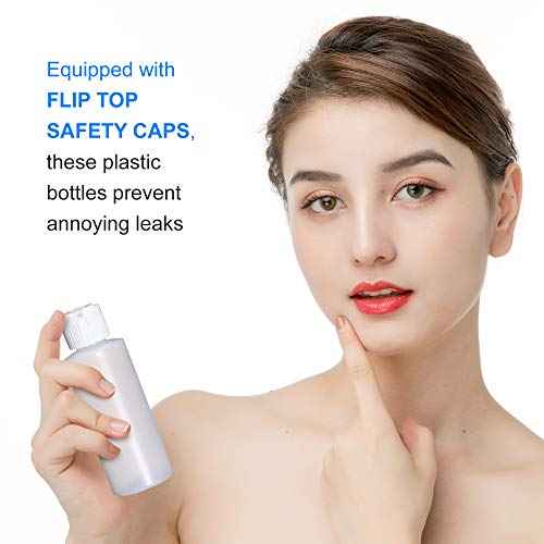 Plastic Cylinder Bottles with Flip Top Pour Spout - BPA-Free & Refillable Containers- Durable, Affordable Price - Store Lotion and Any Kind Liquid-Based Products, Size 4 Oz (6 Pack)