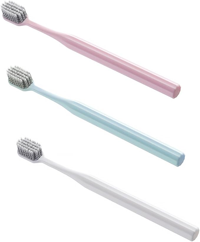 3pcs Soft-Bristle Toothbrushes for Adults Ultra-fine Bristles for Sensitive Gums Ergonomic Handle Eco-Friendly Manual Teeth Cleaning Brushes