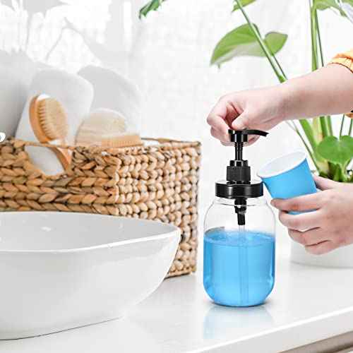 Mouthwash Dispenser for Bathroom,Mouth Wash Pump Bottle with Stainless Steel Cup Holder,24 OZ Refillable Clear Mouthwash Container,BPA Free,Black