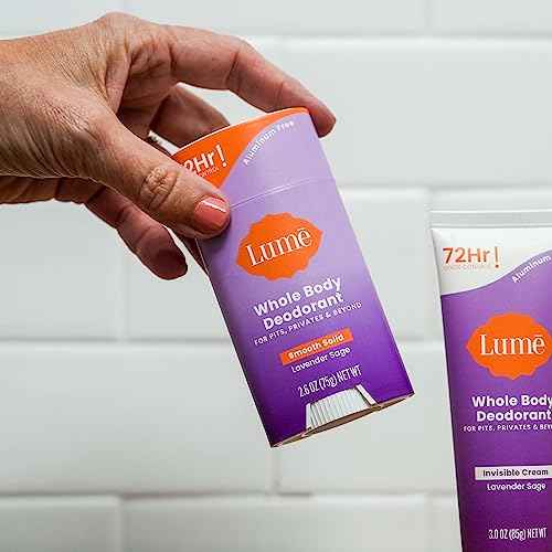 Lume Skin Care Gift Set for Women, Whole Body Deodorant Starter Pack - Smooth Solid Stick, Invisible Cream Tube, Acidified Body Wash Mini & Deodorant Wipes - Aluminum Free Odor Control (Lavender Sage)