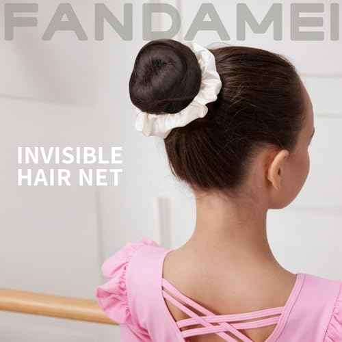 FANDAMEI 6 PCS Hair Bun Makers for Kids, 10 Invisible Bun Nets for Ballet Girls, 3PCS Extra Small 3PCS Small Donut Buns for Hair Kids, Bun Makers Hair Nets for Buns with 5 Elastics 20 Pins (Brown)