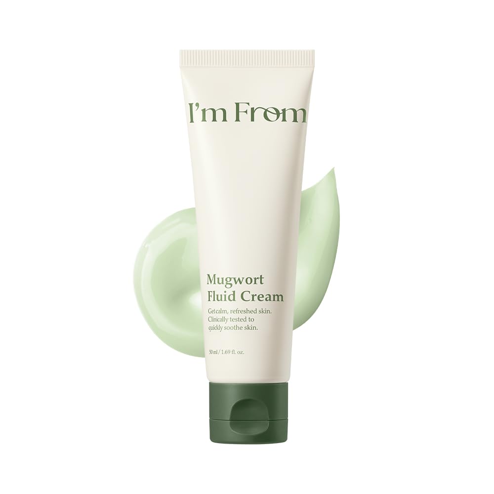 I’m From Mugwort Fluid Cream, Lightweight Calming Moisturizer, Hydrating & Skin Balancing, Sensitive Skin, Vegan Korean Skin Care 1.69fl.oz