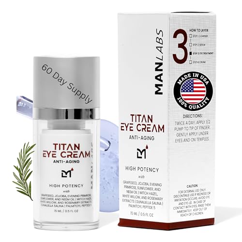 Titan Anti-Aging Mens Eye Cream ? Mens Dark Circles Under Eyes Treatment ? Eye Bags Treatment for Men ? Puffy Eyes Treatments for Men ? Peptides, HA, Herbal Extracts ?All Skin Types?Unscented