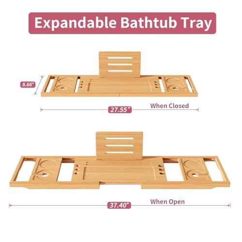 Bathtub Tray,Bath Tray for Tub,Bath Tub Tray Wood,Bath Caddy Tray for Bathtub,Bathtub Trays for Tub, As Gifts for Women Or House Warming Gifts New Home