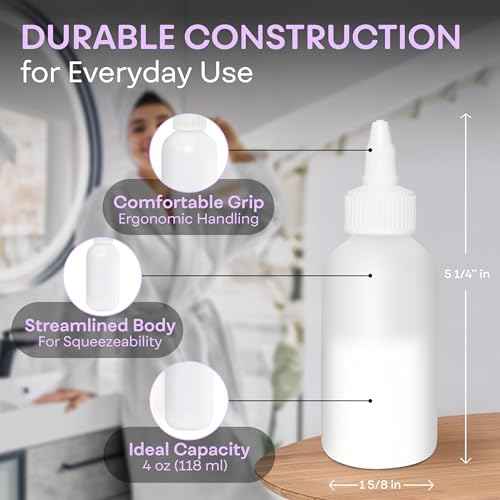 BRIGHTFROM Twist Top Applicator Bottles, Squeeze 4 OZ Empty Plastic Bottles, Refillable, Open/Close Nozzle - Leak Proof, Multi Purpose - 3 PACK