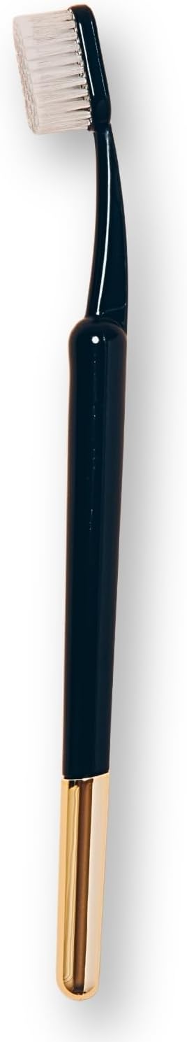 TRASK The Better Brush - Luxury Soft Bristle Dentist Designed Manual Toothbrush for Adults, Noir with Gold