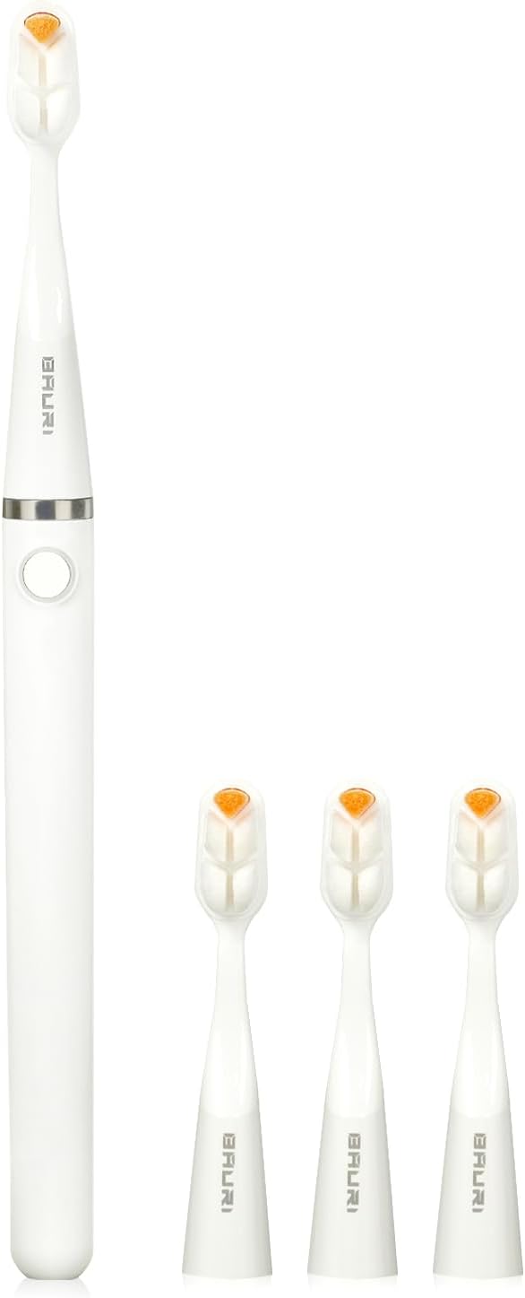 Bauri Electric Toothbrush, Rechargeable Sonic Electric Toothbrush with 3 Brush Heads,Super Slim Toothbrush, IPX7,3 Modes,Toothbrush (White)