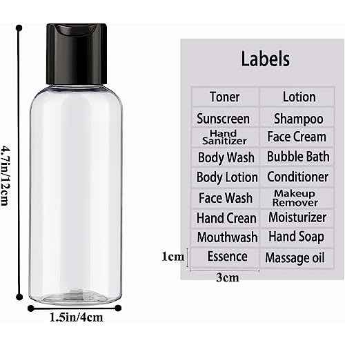 5 Pack 3.4 oz Travel Bottles for Toiletries TSA Approved Leakproof Plastic Empty Travel Size Bottles Containers with Labels