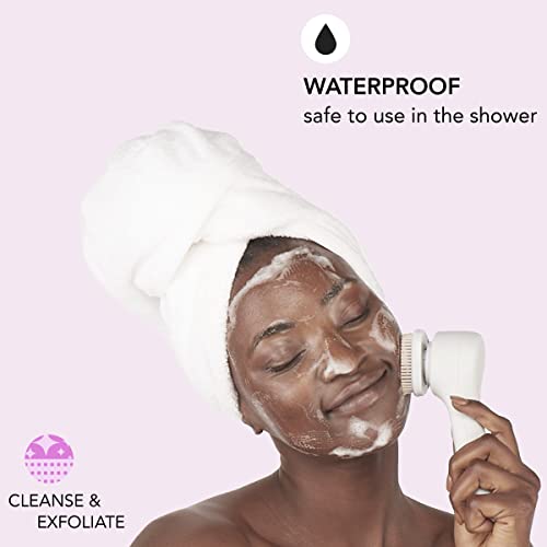 skn by conair Daily Glow Facial Cleansing Brush, All-in-One Facial Brush Includes 3 Interchangeable Attachments for Complete Cleansing, Exfoliation, and Rejuvenation