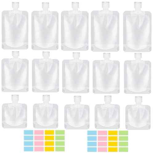 17 Pack Travel Pouches for Toiletries,TSA Approved,Travel Size Portable Containers,Stand Up Pouch,Refillable Travel Accessories for Shampoo Conditioner Lotion Soap Liquids (B-17pcs)