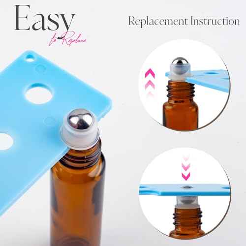 ZEJIA 10ml Roller Bottles for Essential Oils, 4 Pack Glass Roll on Bottles, Refillable Perfume Bottle, with Stainless Steel Roller Balls, 2 Droppers, 1 Opener, Labels (Amber)