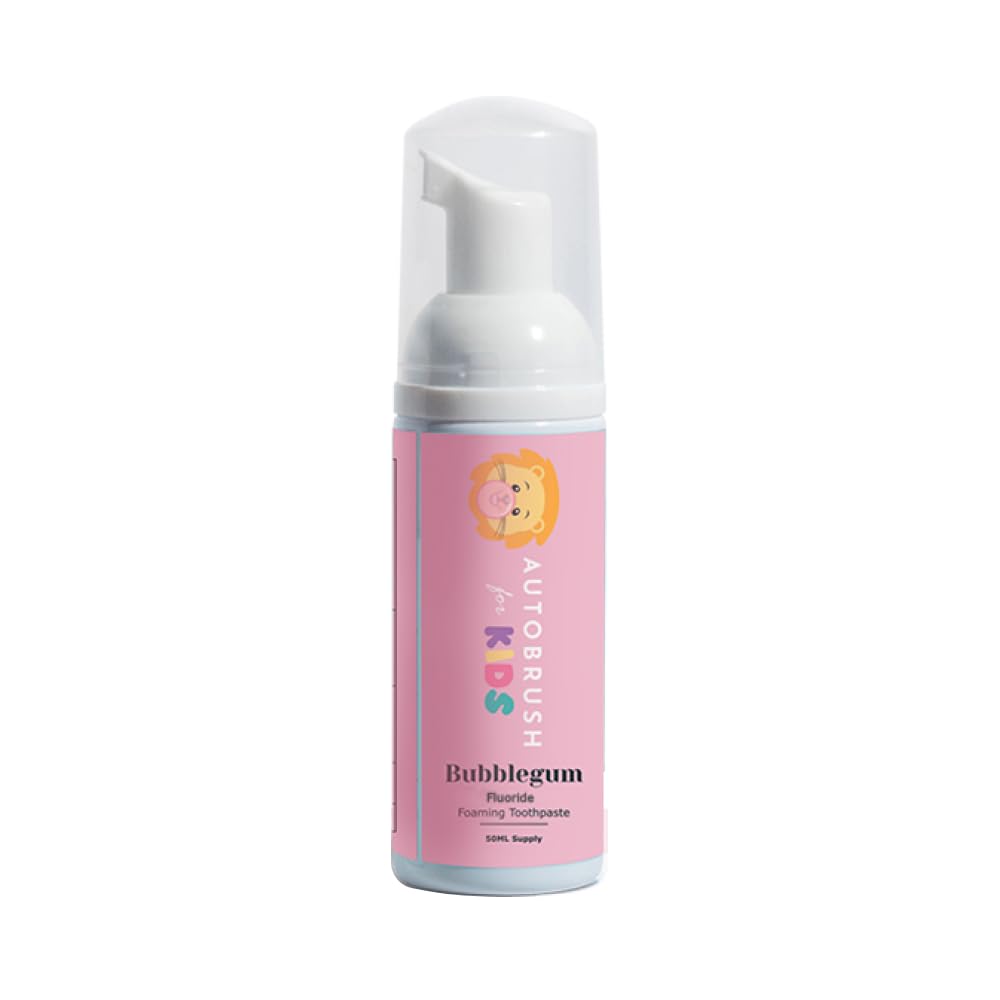 Autobrush Fluoride Foaming Toothpaste for Kids, Bubblegum Flavor, Whitening & Deep Cleaning, Travel Friendly, Anti-Cavity (Pack of 1)