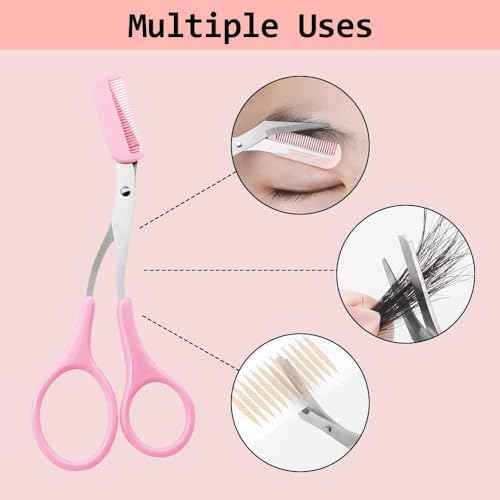 Eyebrow Trimmer Scissor, 2025 New 2 in 1 Eyebrow Scissors with Comb, Curved Eye Brow Razor, Non-Slip Stainless Steel Facial Hair Removal Accessories Makeup Tool (Black)
