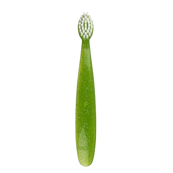 RADIUS Totz Toothbrush Extra Soft Brush BPA Free & ADA Accepted Designed for Delicate Teeth & Gums for Children 18 Months & Up - Green Sparkle - Pack of 1