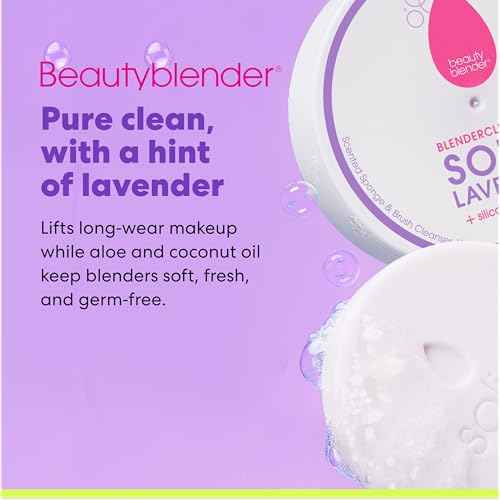 Beautyblender Blendercleanser Tool Scrub Solid Cleanser ? Lavender Scented Makeup Sponge & Brush Cleansing Bar ? Hand, Sponge, and Brush Cleanser, Removes Makeup & Buildup, Travel-Friendly, 1 oz