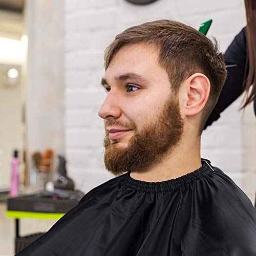FEBSNOW Professional Hair Cutting Cape with Neck Duster Brush, Salon Barber Cape, Hair Cutting Accessories (Black)