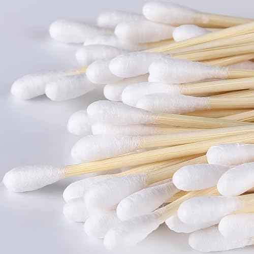 Pink Cotton Swabs 200pcs Natural Cotton Buds Biodegradable Organic Double Tips for Ear Wax Removal (200PCs,Pink)
