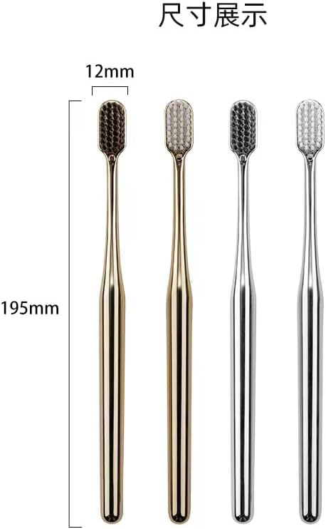 Premium Gold-Plated Toothbrush with Bamboo Charcoal Bristles, Soft Dental Care for Adults, Luxury Oral Hygiene (Set 3)