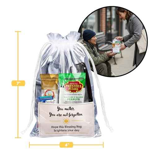 Homeless Care Package (5 Count) ? Complete Hygiene Kits for Homeless Includes Food, Socks, First Aid and Personal Care Items ? Ideal Homeless Blessing Bag for Outreach and Charity