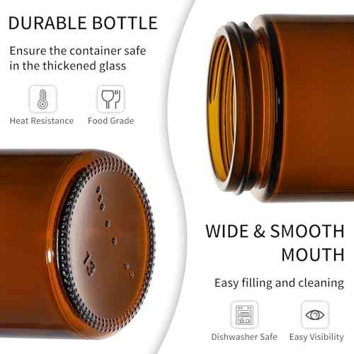 KEYWING 2oz Small Glass Jars, 35 Pack Amber Glass Cosmetic Jars with Black Lids, Round Sample Container with Inner Liners for Cream, Lotions, Powders and Ointments