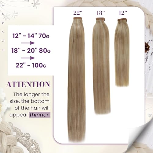 LaaVoo Ponytail Extension Human Hair 20 Inch Ponytail Hair Extensions Caramel Blonde Balayage Brown 80g