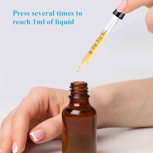 Herain Glass Eye Dropper-10 Pcs, 1ml Pipette Dropper for Essential Oil, Crafts, Skincare, Scientific Experiments, Measuring and Transferring a Variety of Liquids