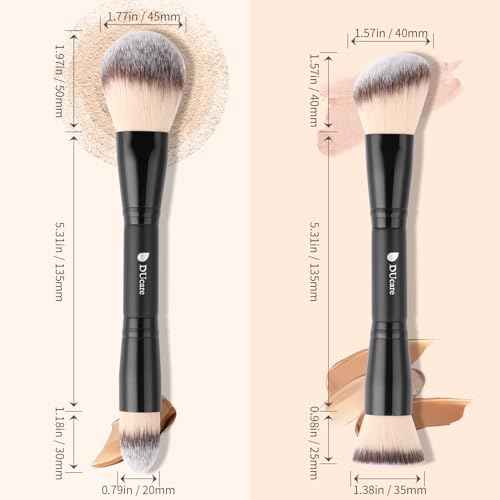 DUcare Makeup Brushes Duo End Foundation Contour Powder and Buffer Brush Bronzer Double Makeup Brush Set 2Pcs black