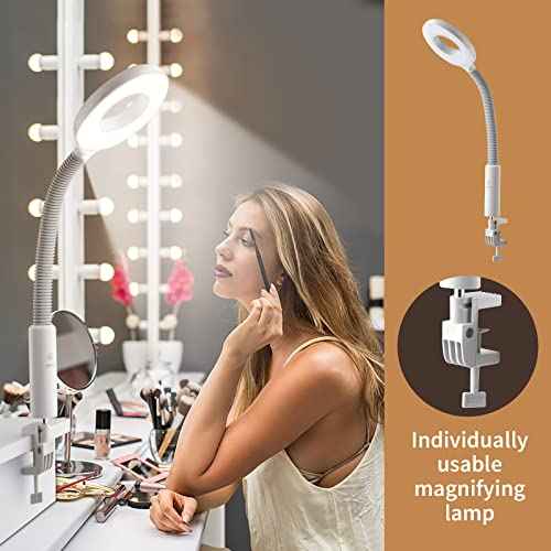 Winado 2 in 1 Facial Steamer with 5X Magnification Light, Deep Cleaning for Personal Skin Care, Beautician Steamer Professional Humidifier Facial Spa Mist Steam for Home & Beauty Salon, White