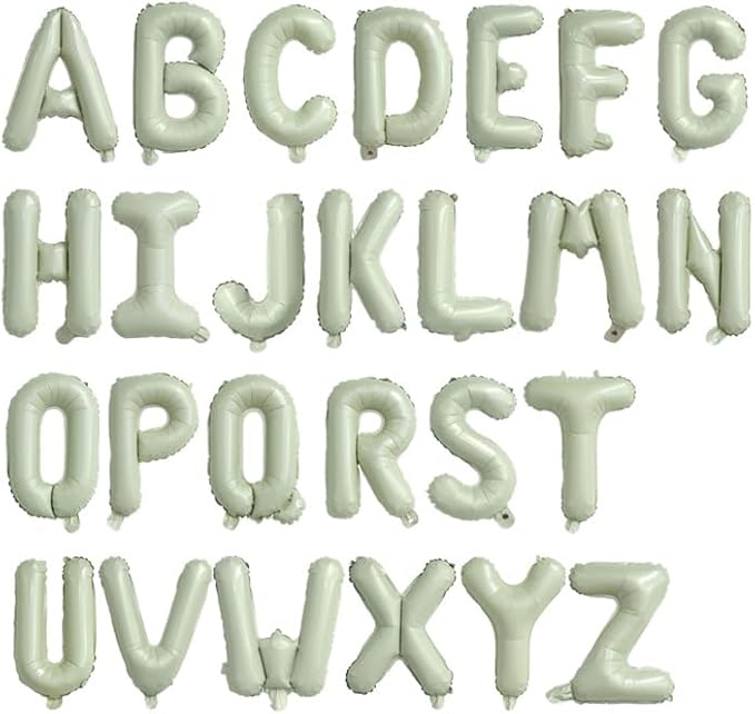 Letter Balloons 16 Inch Mylar Foil Alphabet Balloon Letter A-Z Cream White Balloons Set for Wedding Birthday Party Decoration Banner 26pcs