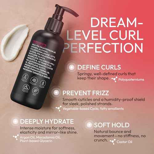 Curl Cream ? Lightweight Leave-In Curl Defining Cream for Curly & Wavy Hair, Anti-Frizz Moisturizer and Curl Activator Texturizer with Macadamia and Argan Oil, 8.1 fl oz