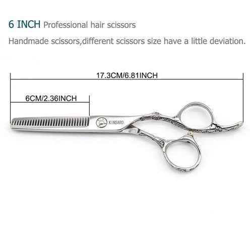 6 Inch Hair shears 440C hair cutting scissors and 6 Inch hair thinning scissors rose handle Kinsaro