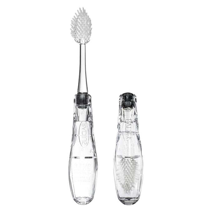 RADIUS Tour Travel Brush & Case with Replaceable Brush Head ADA Accepted Toothbrush Improve Gum Health - Smoke - Pack of 1