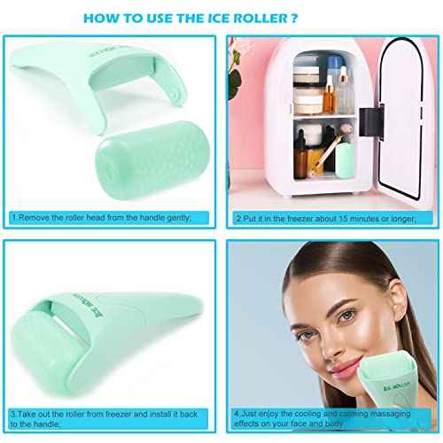 Ice Roller for Face and Body Massage, Facial Roller Skin Care Tool for Reduce Wrinkles and Puffiness, Migraine Pain Relief and Skin Tighten, Cold Therapy for Cooling and Calming(Green)
