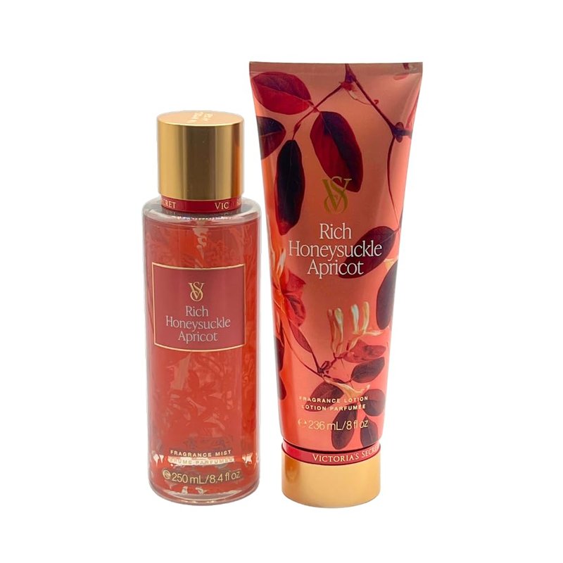 Victoria's Secret RICH HONEYSUCKLE APRICOT Fragrance Mist & Lotion 2-piece bundle for Women