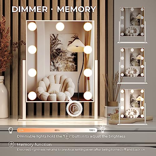 ZL ZELing Vanity Mirror with Lights,Makeup Mirror with Lights,Light up Mirrors with Smart Touch 3 Colors Dimmable,Mirror with Lights with 360¡Æ Rotation
