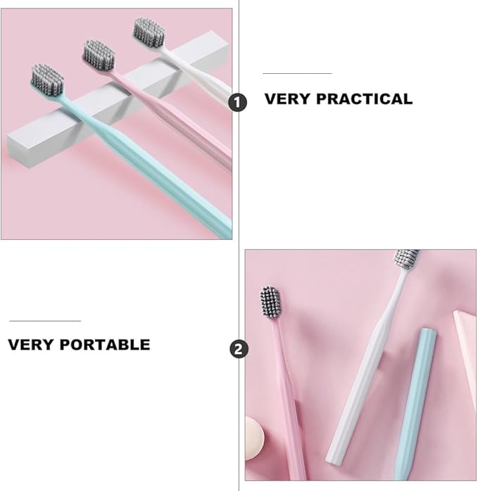 VILLCASE Soft-Bristle Toothbrush Set 3pcs, Ultra-fine Spiral Bristles, Manual Toothbrush for Adults, Personal Oral Care for Daily Use