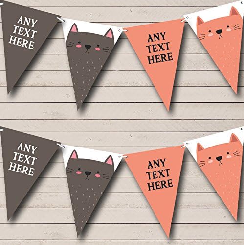 Animal Cats Personalized Birthday Party Bunting - Hanging Party Decoration - Birthday Party Banner Garland | Decorative Party Supplies