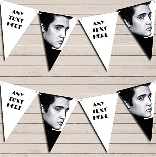Elvis Presley Black & White Personalized Birthday Party Bunting - Hanging Party Decoration - Birthday Party Banner Garland | Decorative Party Supplies