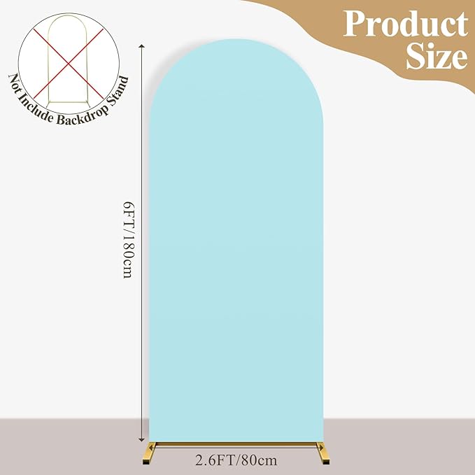 Ledido Wedding Arch Backdrop Cover 6FT Arch Covers Fitted Stretchy Spandex Round Top Stand Backdrop Cover for Wedding Banquet Ceremony Birthday Party Baby Shower Event Decoration,Light Blue